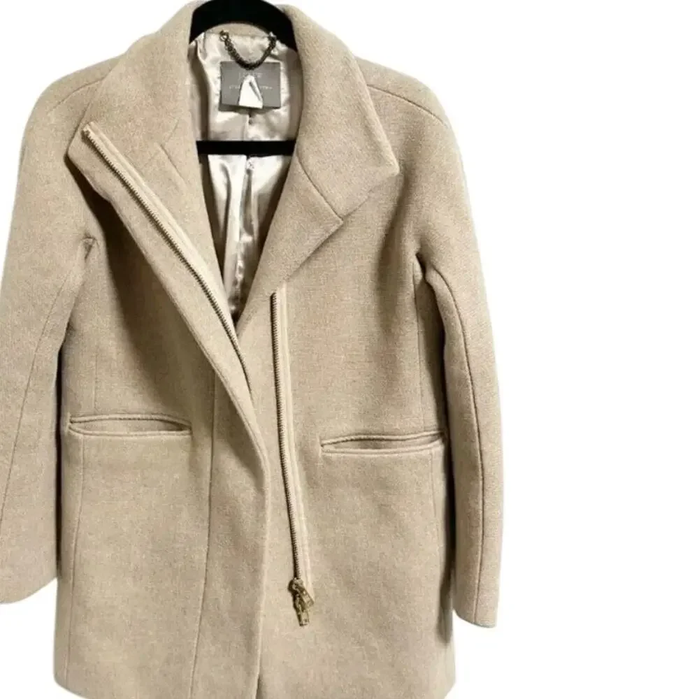 J Crew Stadium Cloth Cocoon Coat 0 Beige Wool Nello Gori Pea Coat Capsule Prep - Picture 3 of 4